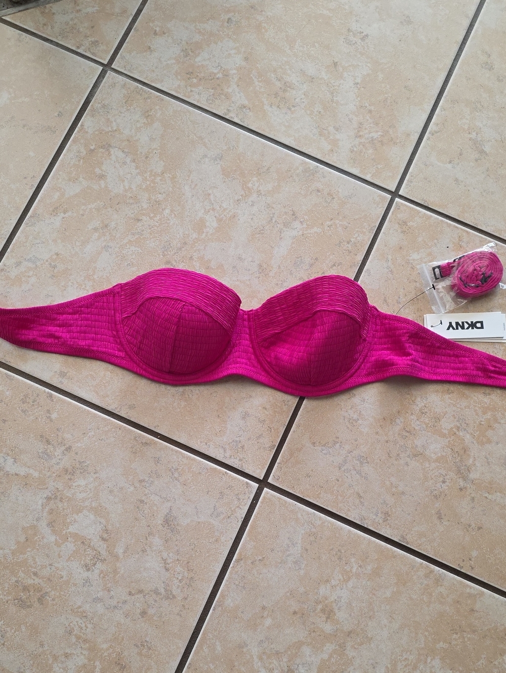 DKNY Strapless Bustier Bra in Bright Fuchsia